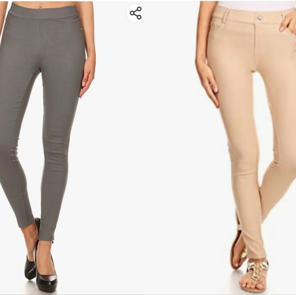 Bundle of 2 XL Jeggings Charcoal Grey and Camel Jeggings (sizes 10-14)